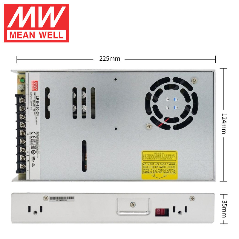 Střední studna SE-450-24 DC24V 450Watt 19A Certifikace UL AC110-220V spínaný napájecí zdroj pro osvětlení LED pásků Střední studna SE-450-24 DC24V 450Watt 19A Certifikace UL AC110-220V spínaný napájecí zdroj pro osvětlení LED pásků