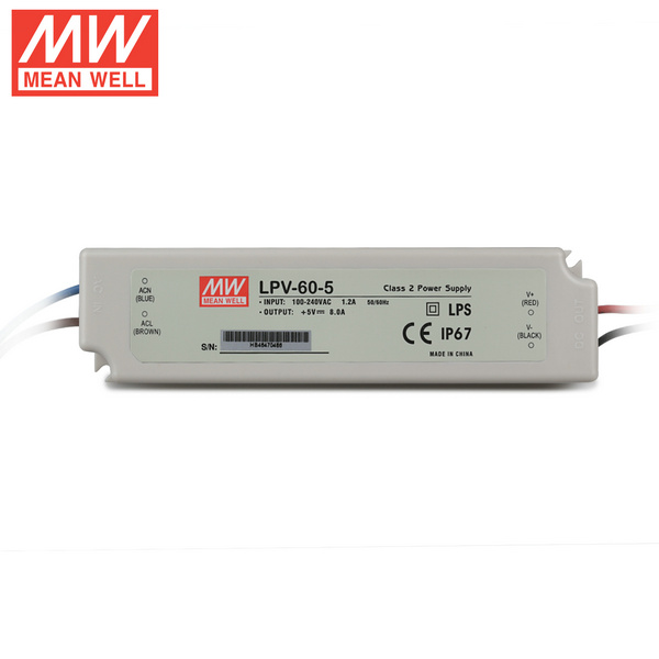 Mean Well LPV-60-5 DC5V 60Watt 12A Certifikace UL AC110-220V spínaný napájecí zdroj pro osvětlení LED pásků Mean Well LPV-60-5 DC5V 60Watt 12A Certifikace UL AC110-220V spínaný napájecí zdroj pro osvětlení LED pásků