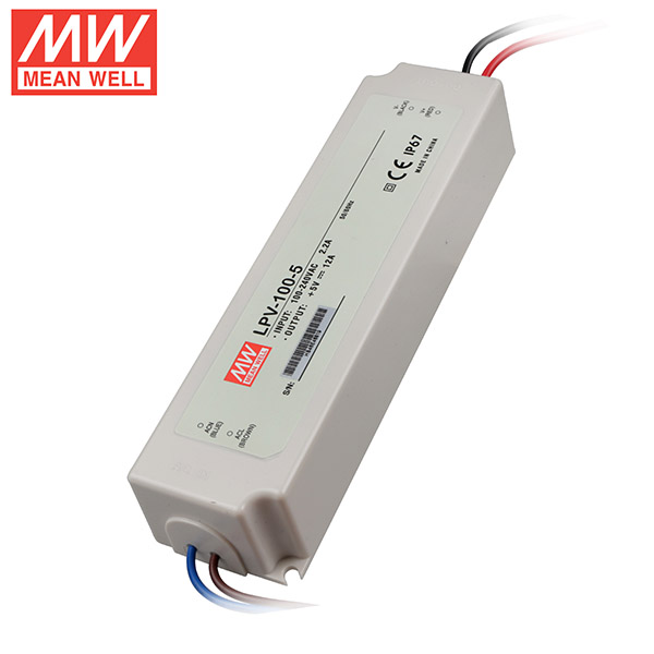 Mean Well LPV-100-5 DC5V 100Watt 20A Certifikace UL AC110-220V Vodotěsný IP67 napájecí zdroj pro programovatelná LED pásková světla