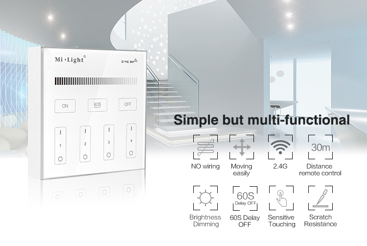 B1 4-Zone Dimming Remote - Single Color LED Strip Controller | 30m Range