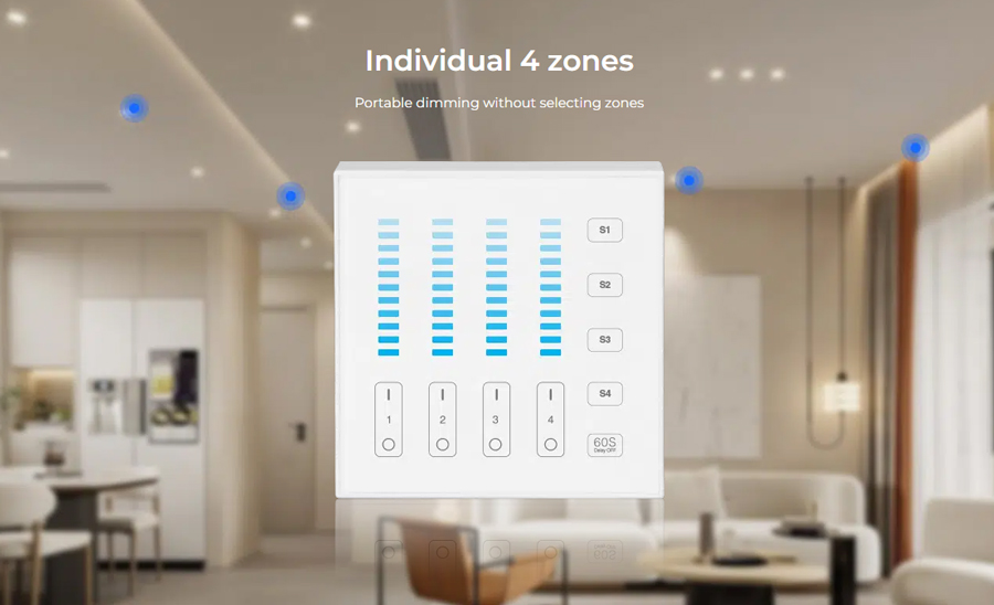 B5 4-Zone Panel Remote Control Light Dimmer Switch