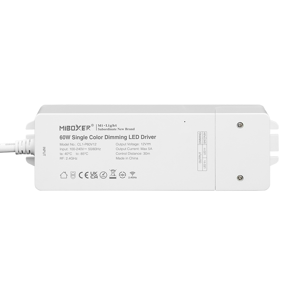 60W Single Color Dimming LED Driver (2.4G) CL1-P60V12 60W Single Color Dimming LED Driver (2.4G) CL1-P60V12