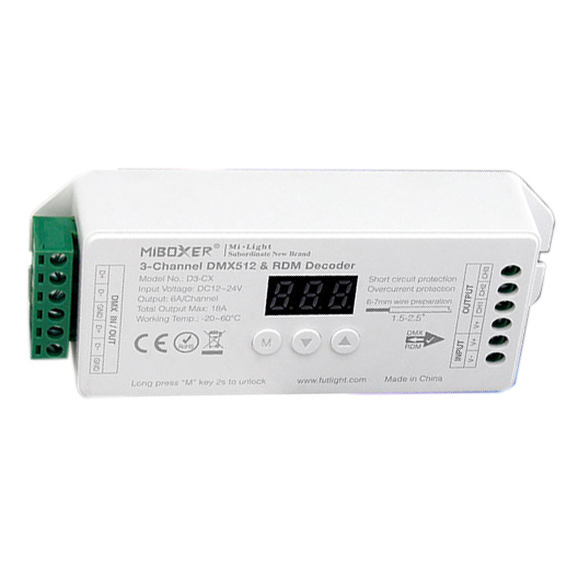 D3-CX 3-Channel Constant Voltage DMX512 & RDM Decoder D3-CX 3-Channel Constant Voltage DMX512 & RDM Decoder