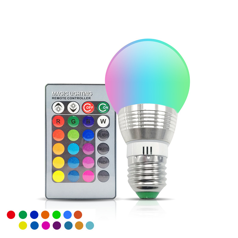 E27 5050RGB 3W Buntes Tischtennis-LED-Glühbirnen-Set mit Infrarot-Fernbedienung, LED-Licht