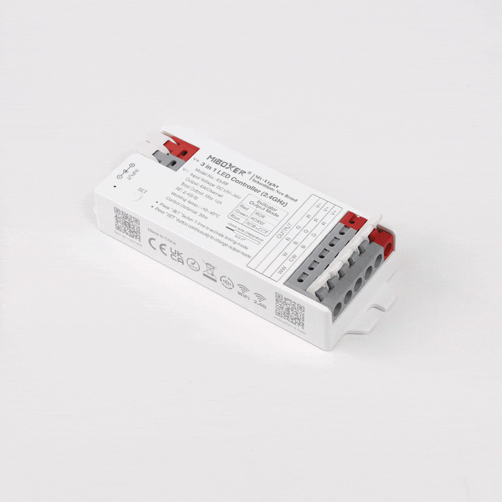 Mi-Light E3-ZR Beznástrojový 3-v-1 ovladač pro změnu barvy LED proužků
