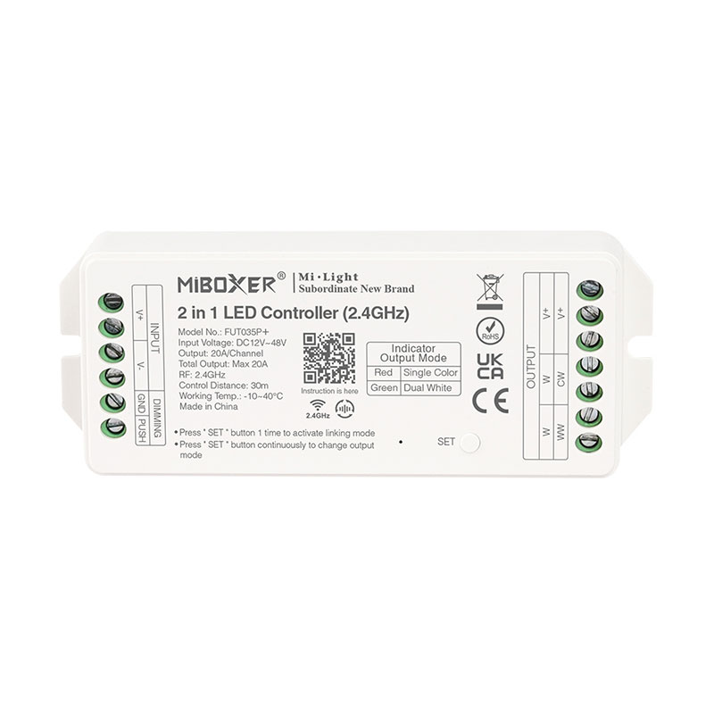 FUT035P+ 2.4GHz 2in1 Dual White LED Strip Controller - DC12~48V