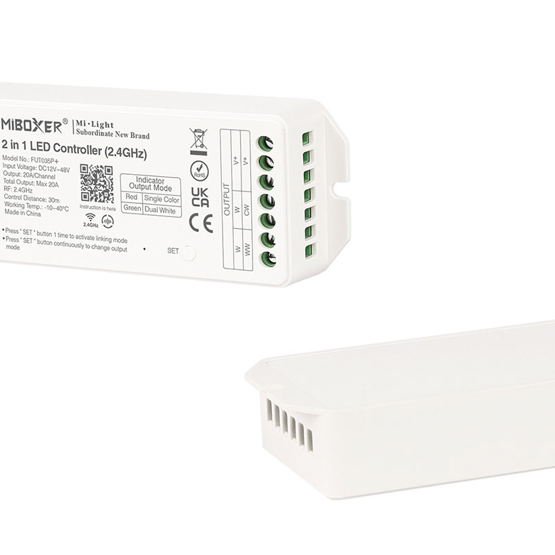 FUT035P+ 2.4GHz 2in1 Dual White LED Strip Controller - DC12~48V FUT035P+ 2.4GHz 2in1 Dual White LED Strip Controller - DC12~48V