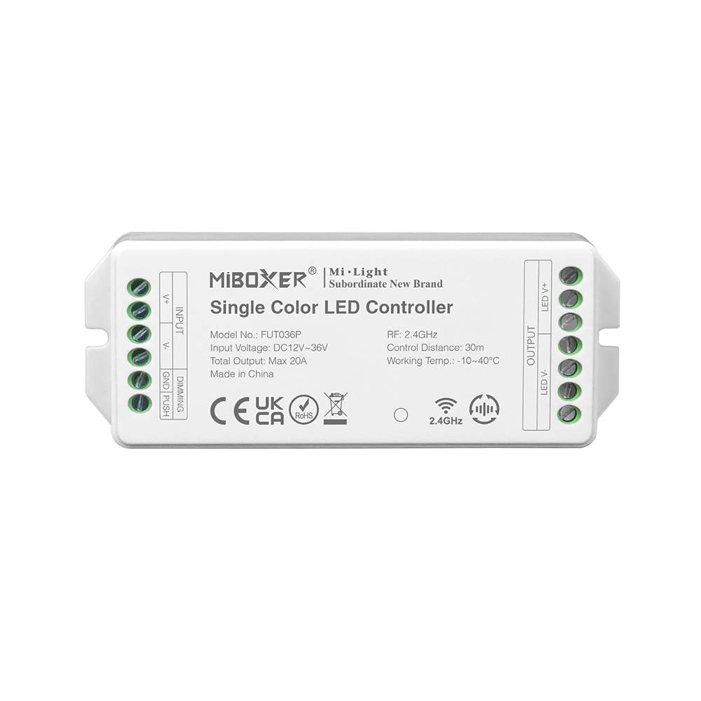 Single Color LED Controller (20A High Current Output) FUT036P Single Color LED Controller (20A High Current Output) FUT036P