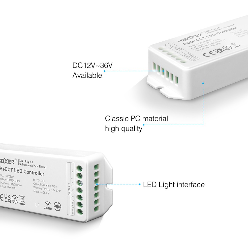 RGB+CCT LED Controller (20A High Current Output) FUT039P RGB+CCT LED Controller (20A High Current Output) FUT039P