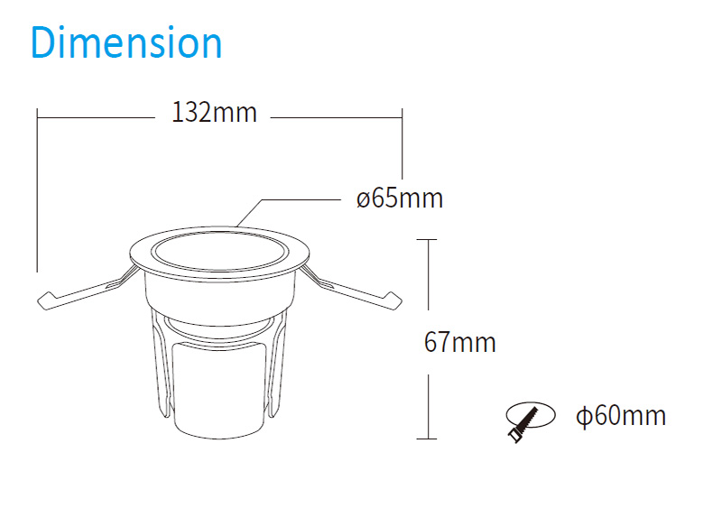 FUT076 Indoor Recessed CCT Anti Glare LED Spotlight Dimension