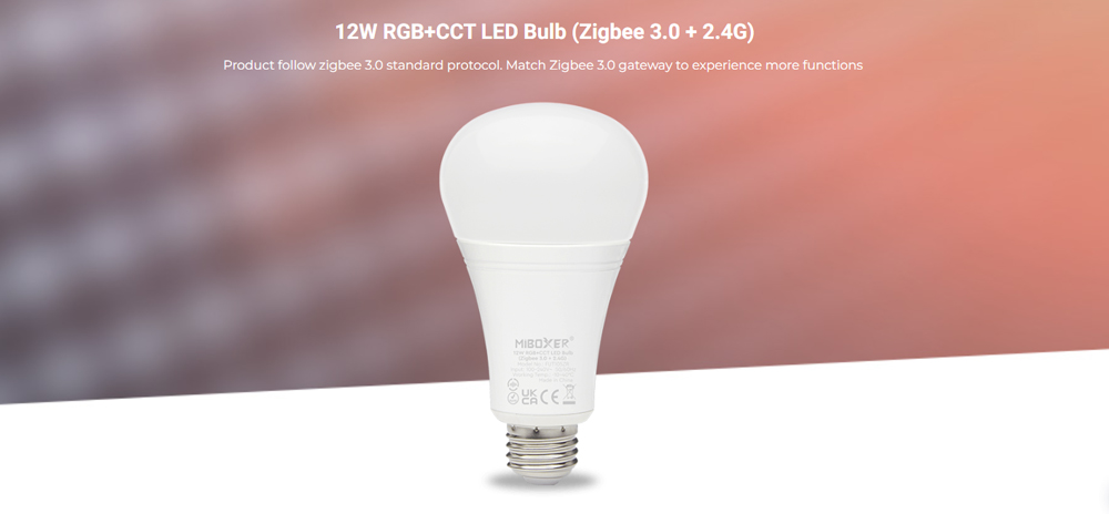 FUT105ZR 12W Zigbee 3.0 + 2.4G RGB+CCT LED žárovka