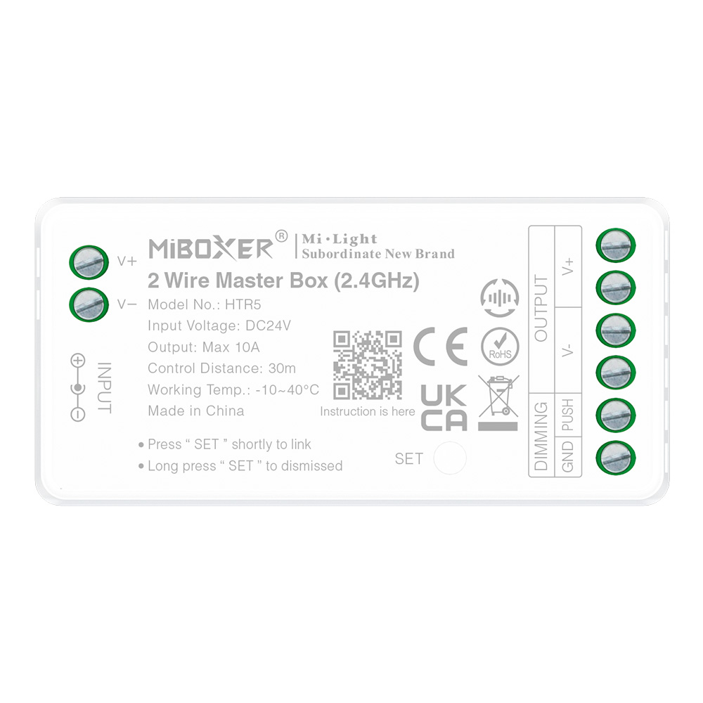 Hlavní ovládací skříňka HTR5 RF stmívatelné LED bodové světlo s 2 dráty Hlavní ovládací skříňka HTR5 RF stmívatelné LED bodové světlo s 2 dráty