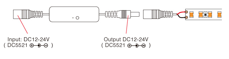 MLR1 RF DC to DC Single Color Mini LED Dimmer Controller Diagram
