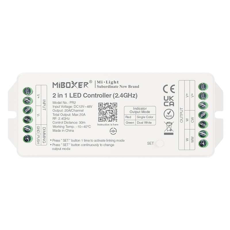PR2 Konstantní napětí 12 až 48 V DC RF CCT LED páskový ovladač PR2 Konstantní napětí 12 až 48 V DC RF CCT LED páskový ovladač