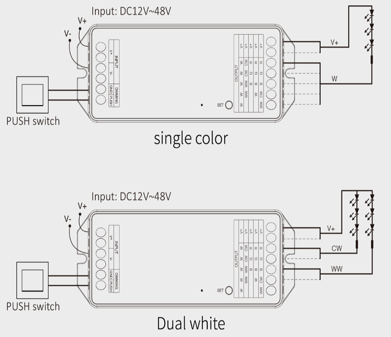 Schéma PR5 RF 5v1 stmívače pro LED světla