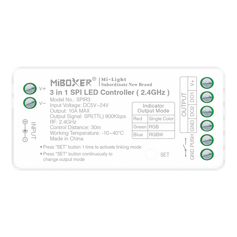 SPIR3 RF 3v1 stmívač SPI LED pásek adresovatelný ovladač