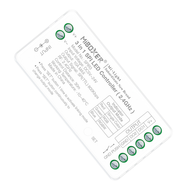 SPIR3 RF 3 in 1 Dimmer SPI LED Strip Pixel Addressable Controller SPIR3 RF 3 in 1 Dimmer SPI LED Strip Pixel Addressable Controller