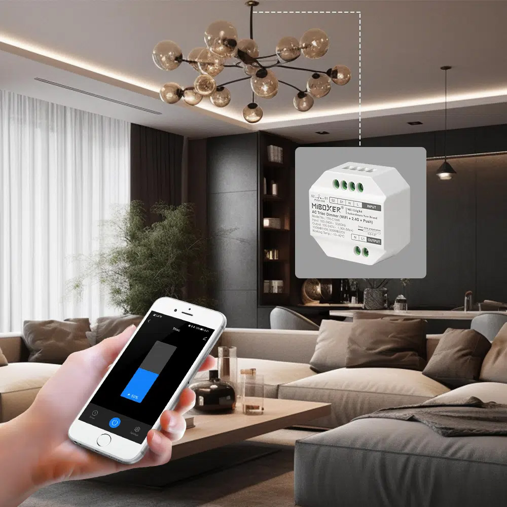 TRI-C1WR Phasenabschnitt-WLAN-RF-AC-ELV-Triac-Dimmer mit Phasenabschnitt TRI-C1WR Phasenabschnitt-WLAN-RF-AC-ELV-Triac-Dimmer mit Phasenabschnitt