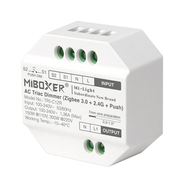 TRI-C1ZR AC Triac Dimmer (Zigbee 3.0 + RF 2.4G + Push) TRI-C1ZR AC Triac Dimmer (Zigbee 3.0 + RF 2.4G + Push)