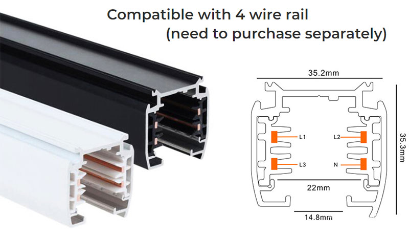 TS5-30W-RF TS5-30B-RF AC100-240V 30W RGB+CCT Track LED Spotlight channel