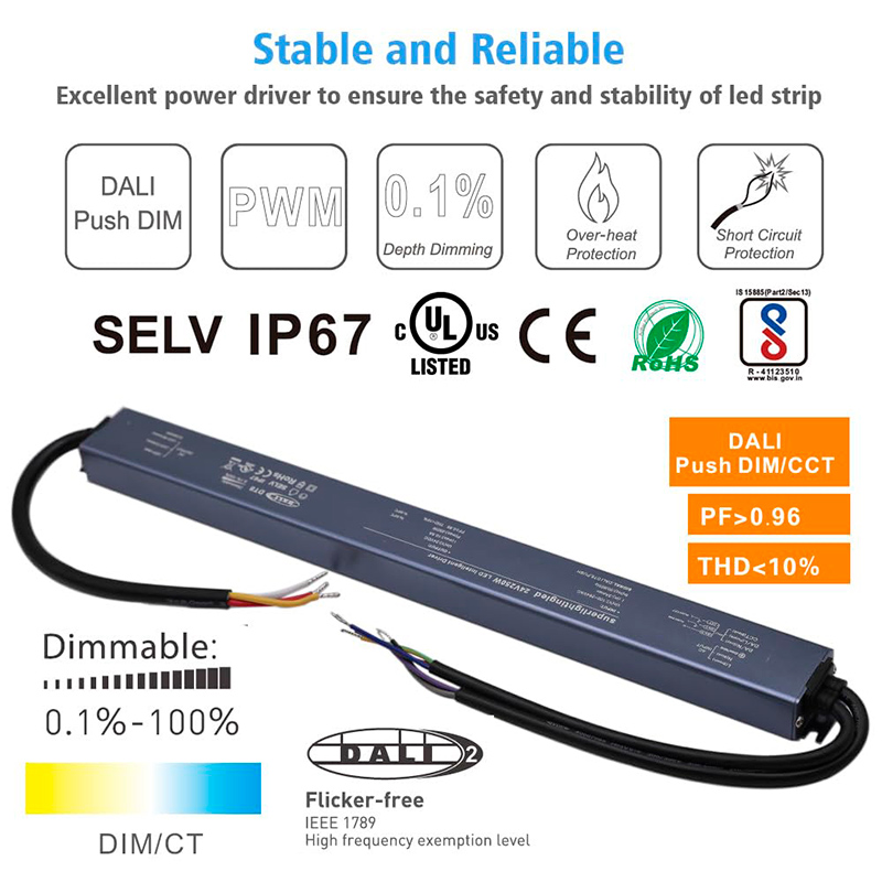 DALI-2 DT6/DT8 Dimmbares, wasserdichtes IP67-LED-Netzteil DALI-2 DT6/DT8 Dimmbares, wasserdichtes IP67-LED-Netzteil