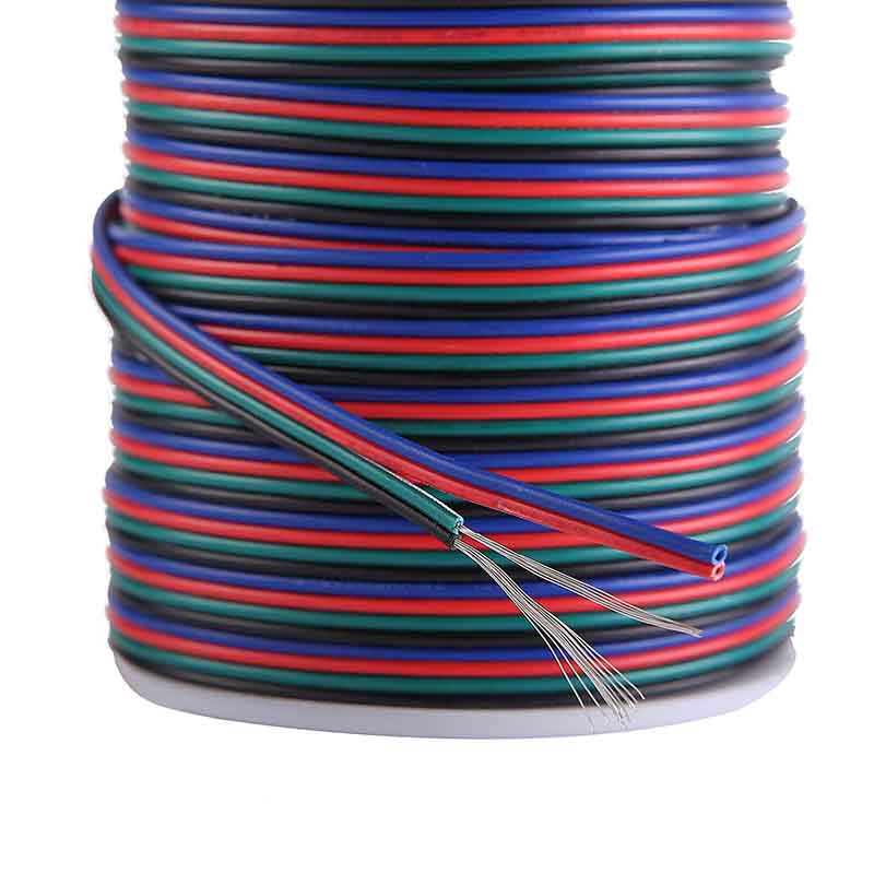 4pinový RGB+ napájecí kabel 0.5 mm měděné jádro pro DC12/24V RGB změnu barvy Flexibilní LED páskové osvětlení, 1 metr na prodej