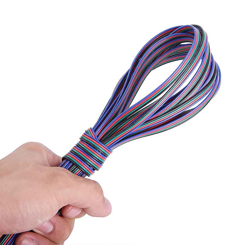 4pinový RGB+ napájecí kabel 0.5 mm měděné jádro pro DC12/24V RGB změnu barvy Flexibilní LED páskové osvětlení, 1 metr na prodej