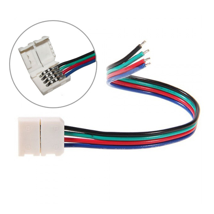 4pinový rychlospojka s jedním koncem RGB Flexibilní LED pásek Světla Rychlý drát Kabel Příslušenství Délka 12 cm