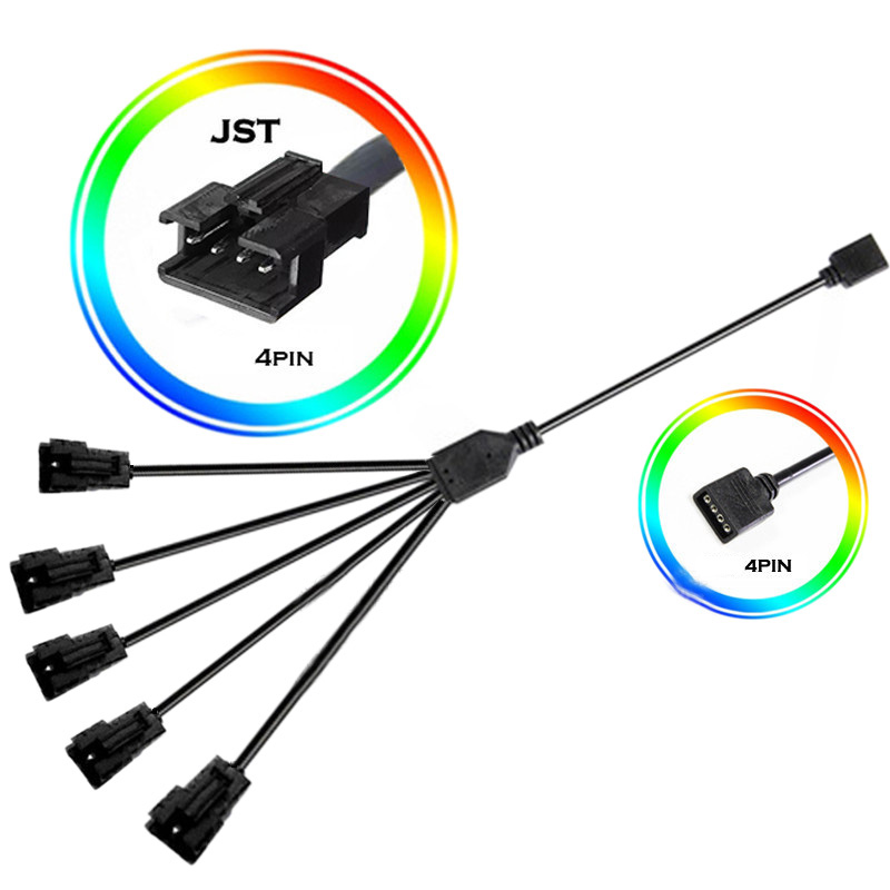 4-Pin-Motherboard-Schnittstelle zum SM4P-Buchsen-Synchronisierungs-Verlängerungskabel, RGB-Lüfter-Lichtleisten-Splitter-Verlängerungskabel 4-Pin-Motherboard-Schnittstelle zum SM4P-Buchsen-Synchronisierungs-Verlängerungskabel, RGB-Lüfter-Lichtleisten-Splitter-Verlängerungskabel
