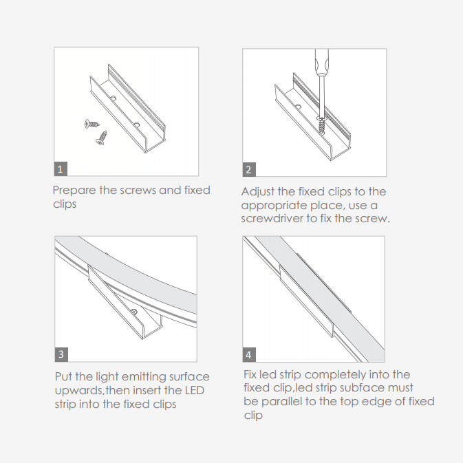 Aluminum Mounting Clips For LED Neon Strip Lights, 10 pcs per pack