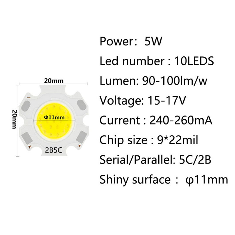 guld nikkel mens 3W/5W/7W/10W COB LED Chip Light Source Chip