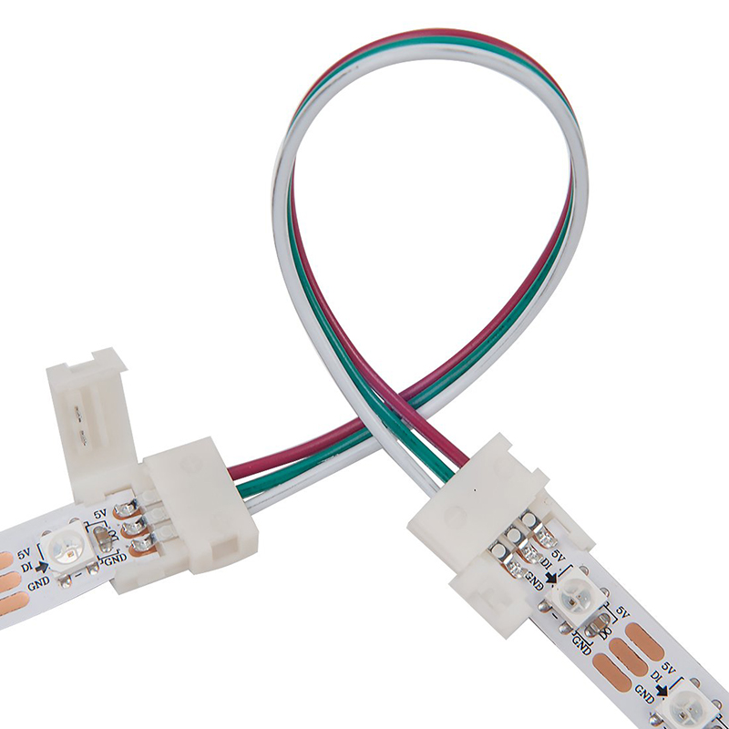 3Pin/4Pin 10mm breites Doppelende mit 15cm langem Kabel LED-Streifen Lötfreier DIY-Stecker-Adapterleiter für WS2811 WS2812B SK6812 WS2813 WS2815 Adressierbares flexibles LED-Streifenlicht