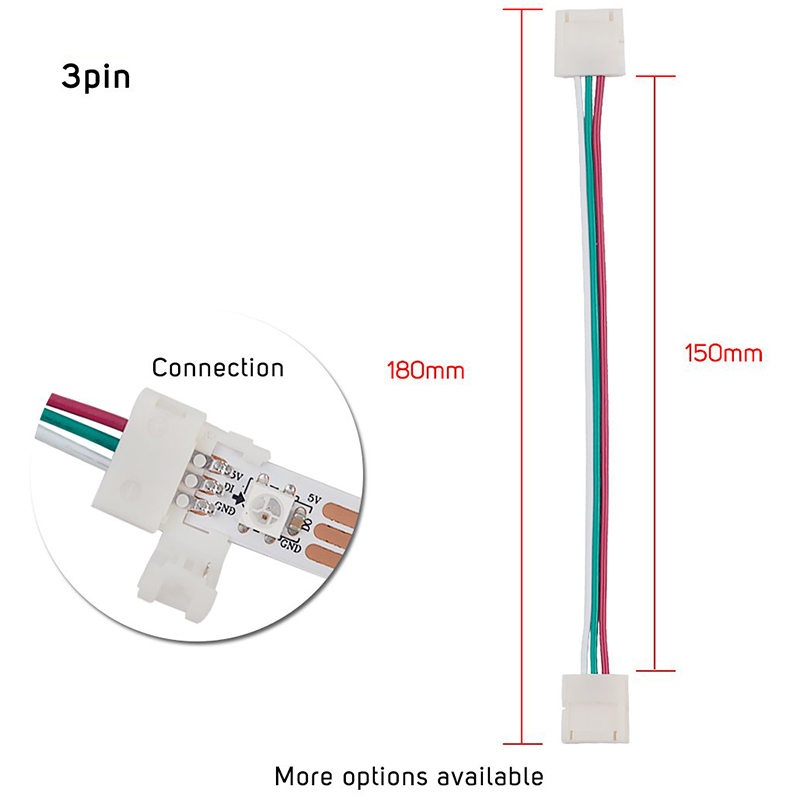 3Pin/4Pin 10mm breites Doppelende mit 15cm langem Kabel LED-Streifen Lötfreier DIY-Stecker-Adapterleiter für WS2811 WS2812B SK6812 WS2813 WS2815 Adressierbares flexibles LED-Streifenlicht 3Pin/4Pin 10mm breites Doppelende mit 15cm langem Kabel LED-Streifen Lötfreier DIY-Stecker-Adapterleiter für WS2811 WS2812B SK6812 WS2813 WS2815 Adressierbares flexibles LED-Streifenlicht