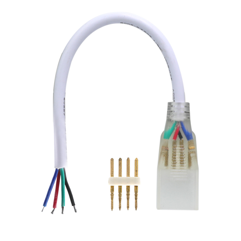 Hochspannung, 0.33 Fuß/10 Fuß lang, einfarbig/RGB-Farbwechsel, 2-poliger/4-poliger Einzel-Eed-Schnellanschluss für 5050 RGB-Hochspannungs-LED-Streifen