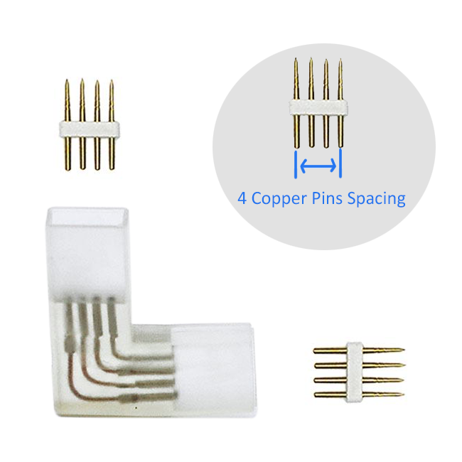 L-Form Biegt Zweige 1 zu 2 Hochspannungs-4-Pin-RGB-LED-Streifenlichter Bifurkations-Schnellanschlüsse mit 3 Kupfer-4-Pins