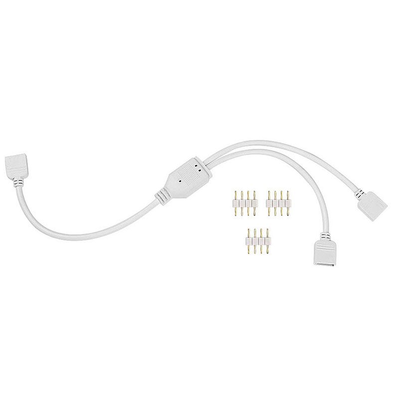 LED-Streifen-Splitter-Anschluss, 4-polig, 10 mm, 1 bis 2 Y-Splitterkabel für 5050 3528 RGB-LED-Lichtleiste mit 3 männlichen 4-poligen 10-mm-Steckern