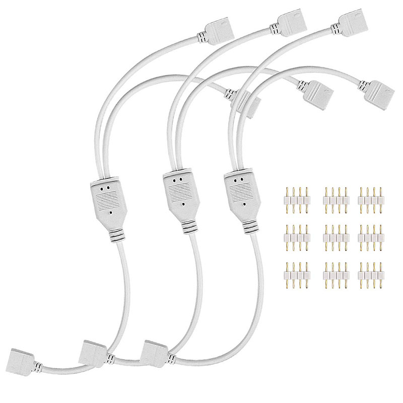 with Free 6pcs 4pin Connector Black Liwinting 2pcs 4 Pin RGB LED Splitter Cable 1 to 2 Ports Female LED Extension Y Splitter Cable for SMD 5050 3528 2835 RGB LED Strip Light 