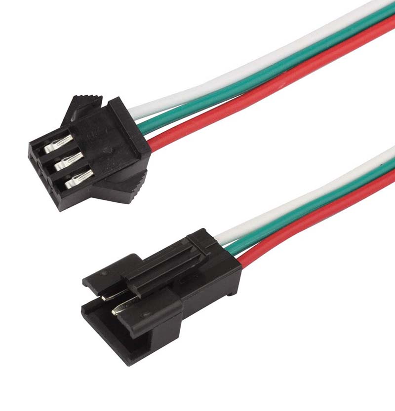 3-poliger JST-Stecker, LED-Strom, Stecker auf Buchse, SM-Drahtkabel-Adapter für WS2812B, WS2812, WS2811, LED-Lichtleiste, 1 Paar