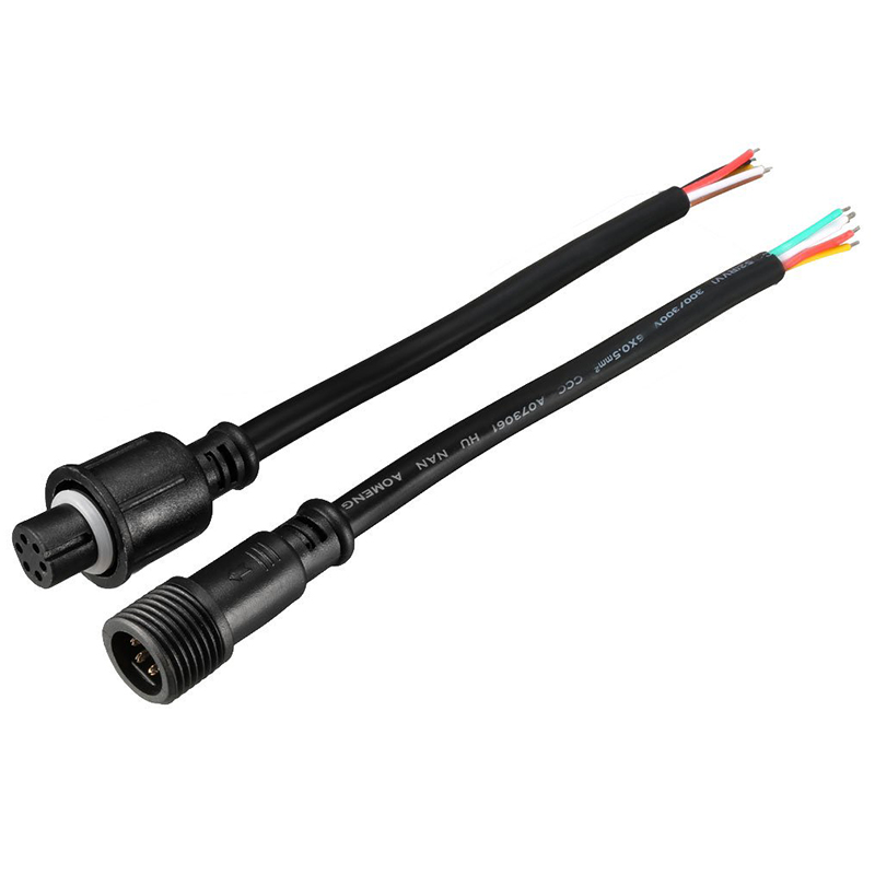 Männlich Weiblich 20AWG 6Pin Schwarz Wasserdichtes Anschlusskabel für RGB+CCT LED-Streifenlicht