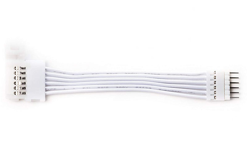 6-Pin-zu-Cut-End-Verlängerungsstecker für RGB+CCT-LED-Streifenlichter (2 Zoll/50 mm, weiß)