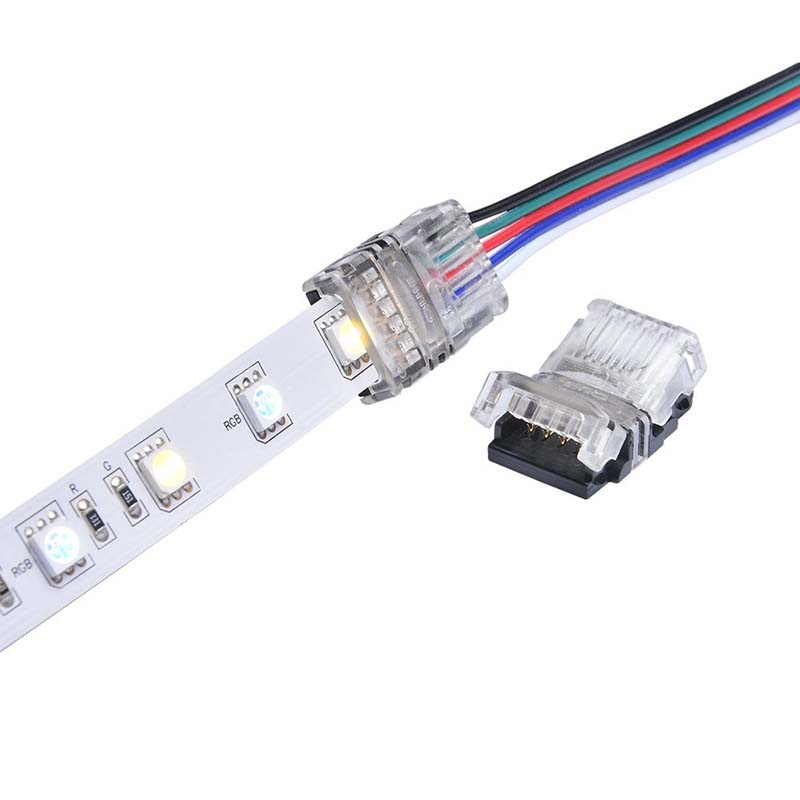 LED-Anschluss, 5-polig, für wasserdichte 12-mm-RGBW-LED-Streifen mit 1.64 Fuß langem Draht, Schnellanschluss, 22 AWG-Draht, kein Abisolieren