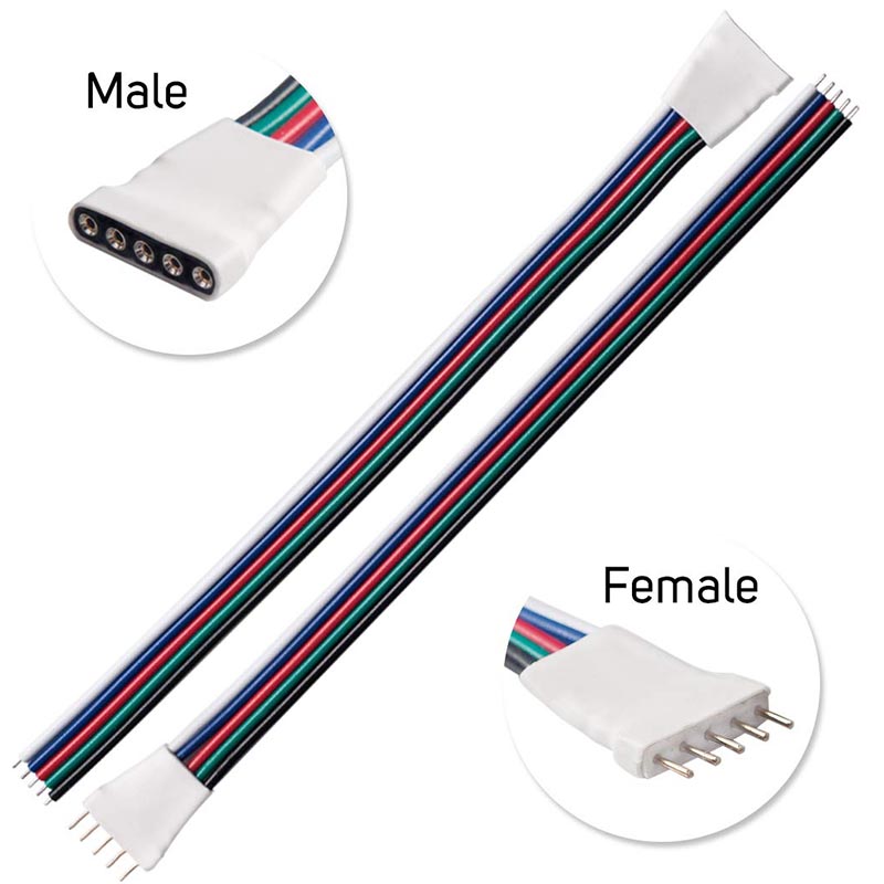 5kolíkový samec/samice 15cm propojovací kabel pro flexibilní 5050 RGBW RGBWW LED páskové světlo