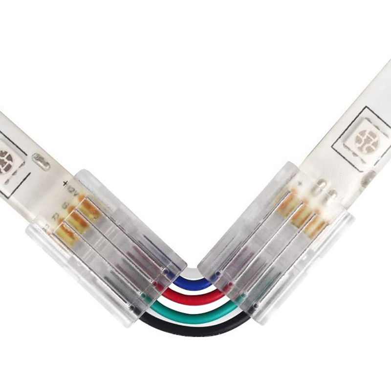 5kolíkové konektory RGBW tvaru L pro 10/12 mm široký světelný pás RGBW LED