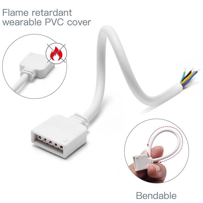 5kolíkový konektor drátěný kabel pro flexibilní 5050 RGBW RGBWW LED pásek světla Odizolování ohnivzdorného materiálu