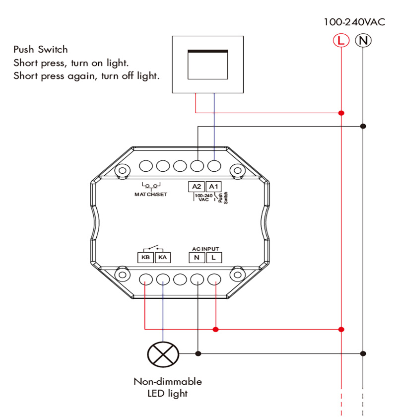 Schéma zapojení WiFi a RF Smart Dimmer Light Switch SS-C(WT).