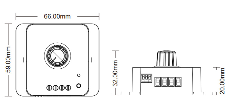 RF otočný stmívač pro LED světla velikosti V1-KS