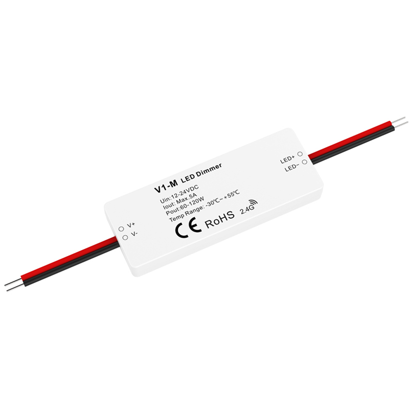 V1-M DC12-24V 1CH*5A Constant Voltage LED Mini Dimmer, RF 2.4G LED Controller