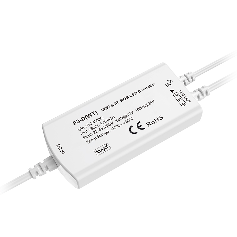3 tlačítka IR Tuya RGB LED ovladač F3-D(WT) 3 tlačítka IR Tuya RGB LED ovladač F3-D(WT)