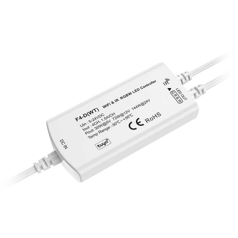 3 tlačítka IR Tuya WiFi RGBW LED ovladač F4-D(WT)