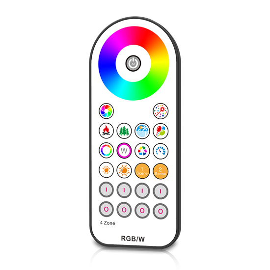 4zónový RF 2.4G LED RGB/RGBW dálkový ovladač R22 Pro RGB, RGBW nebo RGB+CCT LED ovladač, stmívací ovladač nebo LED pásek zadního světla